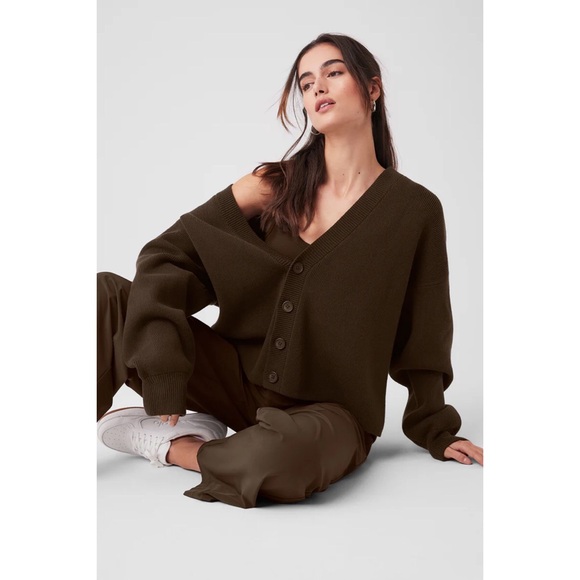 Alo Yoga Scholar Cardigan Sweater Expresso M - Picture 5 of 15